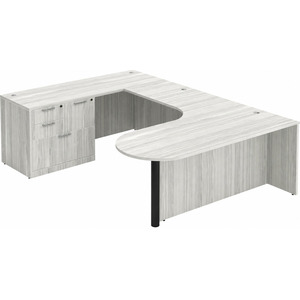 CLAUD1007L Executive Bullet U-Shape Typical 71" X 101" Desk- Silver Birch/Black