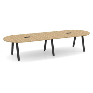 SIGRT3138N-METAL - 12 ft. Signature Racetrack Conference Table with Black Metal VA Legs