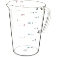 Carlisle 4314507 1 Gallon Clear Polycarbonate Measuring Cup