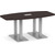 8' Classic Boat Shape Conference Table with Palmer Base - Espresso Top, Silver Brushed Base