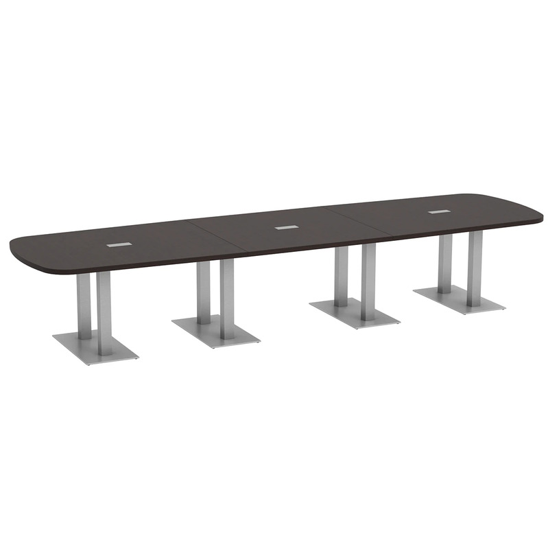 Arena Conference Table 14 Ft with Palmer Brushed Double Base - Espresso