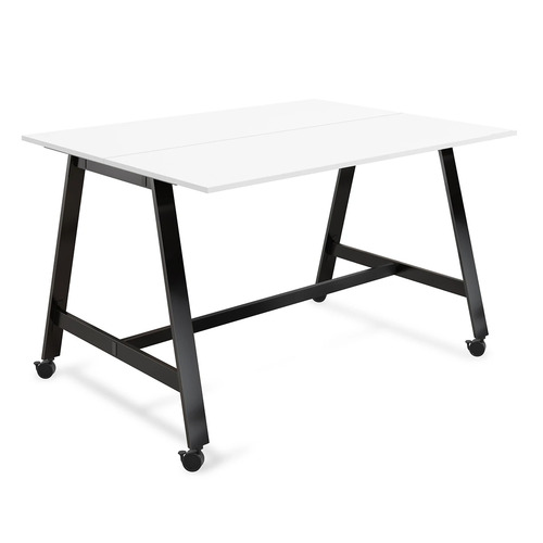 Signature Bistro Benching Table 48" x 72" - White with Black Legs
