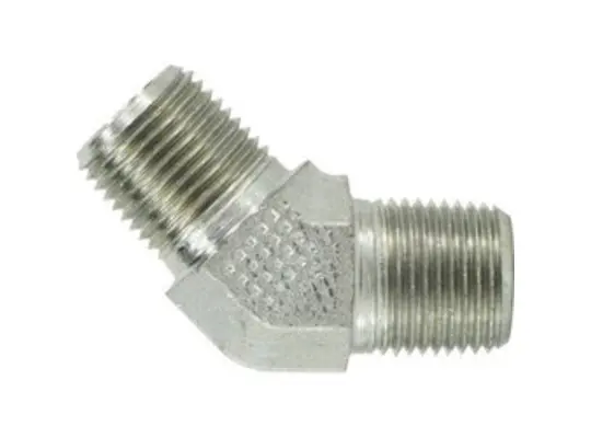 45 deg Elbow, 1/4 in Male Pipe x 1/4 in Male Pipe, Steel