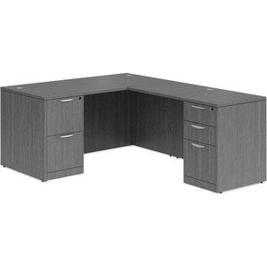CLALD1036- Classic L-Shape Desk 60" W x 30" D with 47" Return and 2 Full Pedestals- Newport Gray