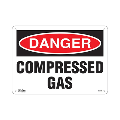 Compressed Gas Sign - 14" x 10" - Aluminum - English