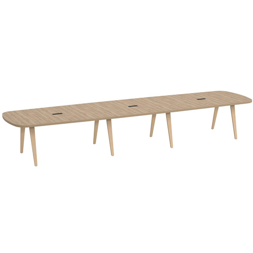 Signature Arena Conference Table 16 Foot - Aspen with Natural Oak Wood Legs