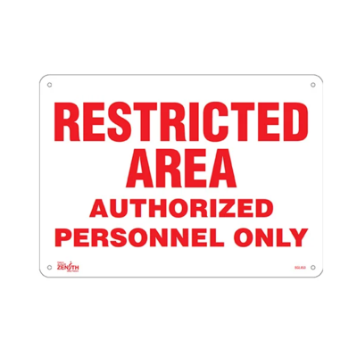 Restricted Area Authorized Personnel Only Sign - 14" x 10" - Plastic - English