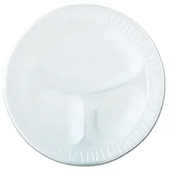 10.25" 3 COMPARTMENT WHITE LAMINATED FOAM PLATE, 500/CA