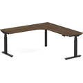 Enhance Electric Height-Adjustable L-Shape Desk with Left Radiused Corner 72" X 72" - Modern Walnut with Black Base