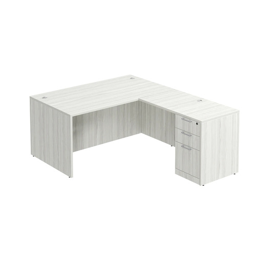 Classic L-Shape Desk 72" x 60" with Box/Box/File Pedestal - Silver Birch