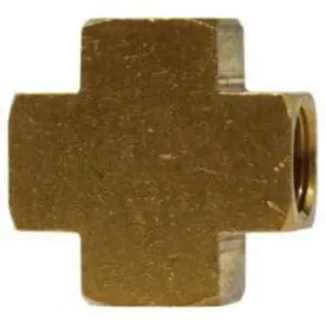 Pipe Cross, 1/2-in FNPTF x 1/2-in FNPTF x 1/2-in FNPTF x 1/2-in FNPTF, Brass
