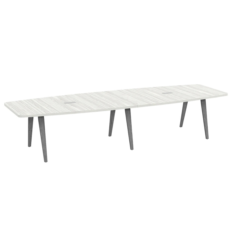 Signature Boat-Shape Conference Table 12 Foot - Silver Birch with Newport Grey Wood Legs