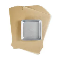 1121BW-UNPP 8-Inch Bare Seamless Square Cake Pan with Parchment