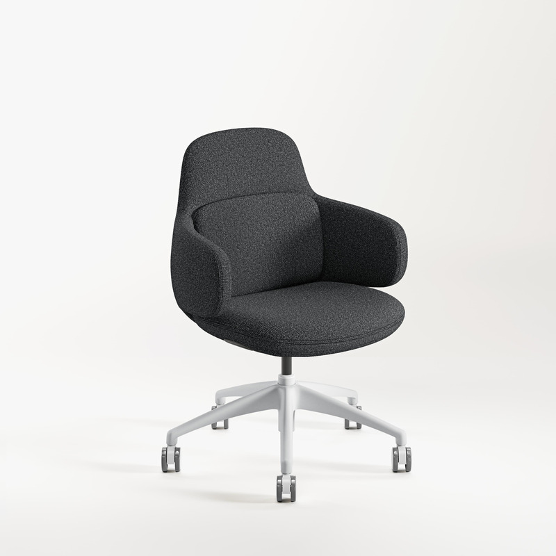 CHK73400 VIVA CLUB CHAIR w/ NYLON BASE - White base, Charcoal Seat