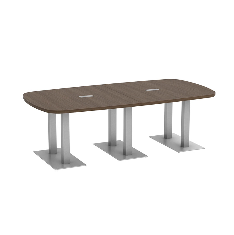 Arena Conference Table 8 Ft with Palmer Brushed Double Base - Modern Walnut