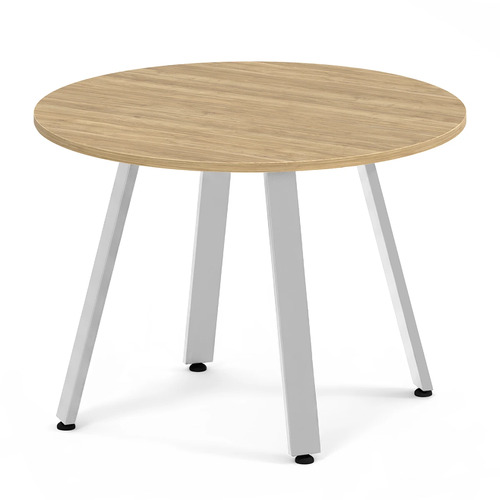 Signature Round Meeting Table 42" - Aspen with Silver Metal Legs