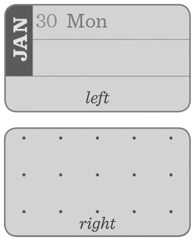 page pattern, dates on left, dot grid on right