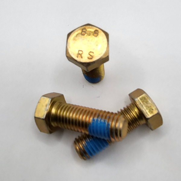 M12 - 1.75 X 35MM ISO 4017 FT HEX HEAD CAP SCREW NYLON PATCH 8.8 ZINC YELLOW PER PRINT