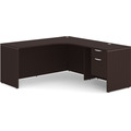 Classic L-Shape Workstation 66" x 66" with Right Hand Return and Box/File Pedestal - Espresso