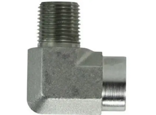 90-deg Street Pipe Elbow, 1/4-in Male NPTF x 3/8-in Female NPTF, Steel