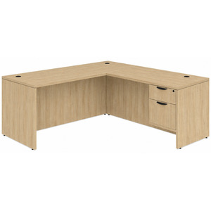 CLALD2037- Classic L-Shape Desk 66" W x 30" D with 42" Return and Box/File Pedestal- Maple
