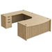 CLAUD1012L- Left-Handed Classic U-Shape Bowfront Executive Workstation 71" W x 107" D with Box/Box/File Pedestal- Aspen