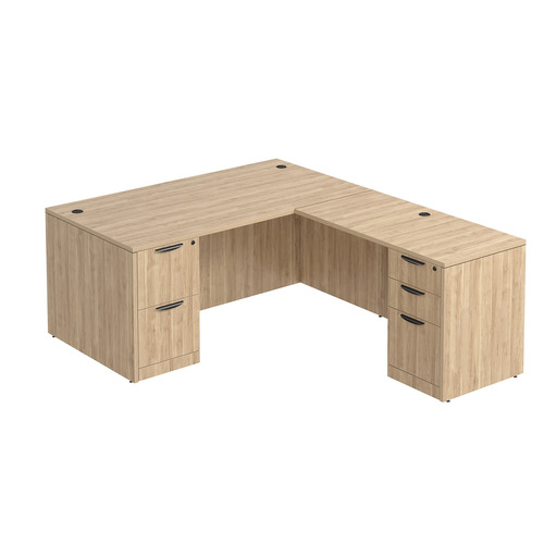 Classic L-Shape Desk 77" x 66" with 2 Full Pedestals - Aspen