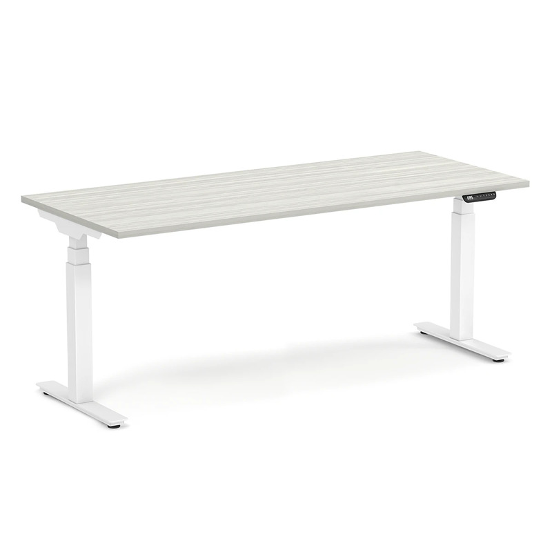 Enhance Electric Height-Adjustable Desk 30" X 72" - Silver Birch with White Base