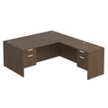 Classic L-Shape Desk 83" X 71" with 2 Box/File Pedestals - Modern Walnut