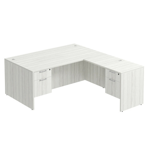 Classic L-Shape Desk 78" x 71" with 2 Box/File Pedestals - Silver Birch