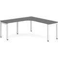 Elements Radius Desk 72" x 72" with Left Return - Newport Grey with White Legs