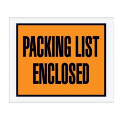 4.5 X 5.5" 2 MIL FULL FACE ORANGE "PACKING LIST ENCLOSED" ENVELOPE, 1000/CS   PL10