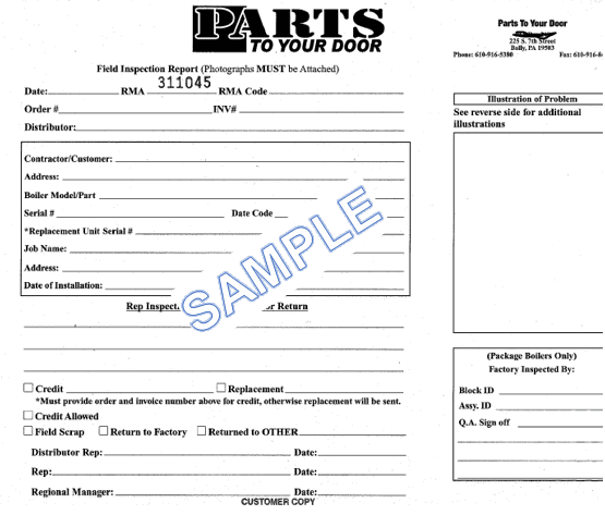 Returns Sample Form