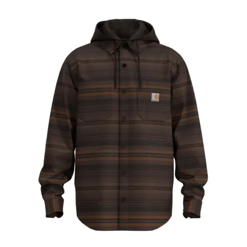 CARHARTT 107011 - Relaxed Fit Fleece Lined Flannel Hooded Shirt Jacket - Dark Clove