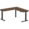 Enhance Electric Height-Adjustable L-Shape Desk 60" X 60" -  Modern Walnut with Black Base