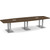 12' Classic Boat Shape Conference Table with Palmer Base - Modern Walnut Top, Silver Brushed Base