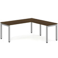 Elements L-Shape Desk 72" x 60" x 30"D - Modern Walnut with Silver Legs