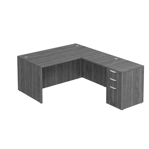 Classic L-Shape Desk 77" x 60" with Box/Box/File Pedestal - Newport Grey