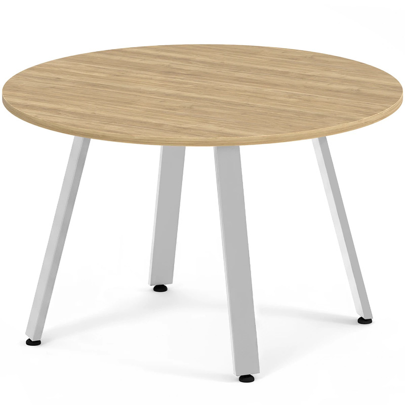 Signature Round Meeting Table 48" - Aspen with Silver Metal Legs