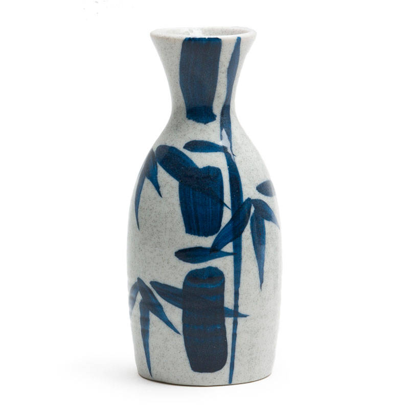 Blue Bamboo Design Authentic Japanese Sake Bottle Available at Miya.
