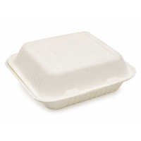 Empress EHL-83-PF 8" x 8" x 2.5" Three-Compartment Molded Fiber Hinged Container