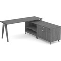 Signature L-Shape Desk 71" x 72" - Newport Grey with Silver Hardware