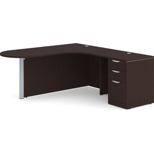 CLALD1010R- L-Shaped Bullet Workstation 71" W x 30" D with 47" Return and Box/Box/File Pedestal- Espresso/Silver