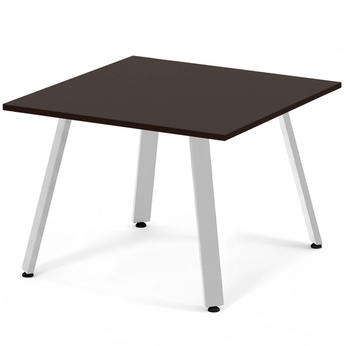 Signature Square Meeting Table 42" - Espresso with Silver Metal Legs