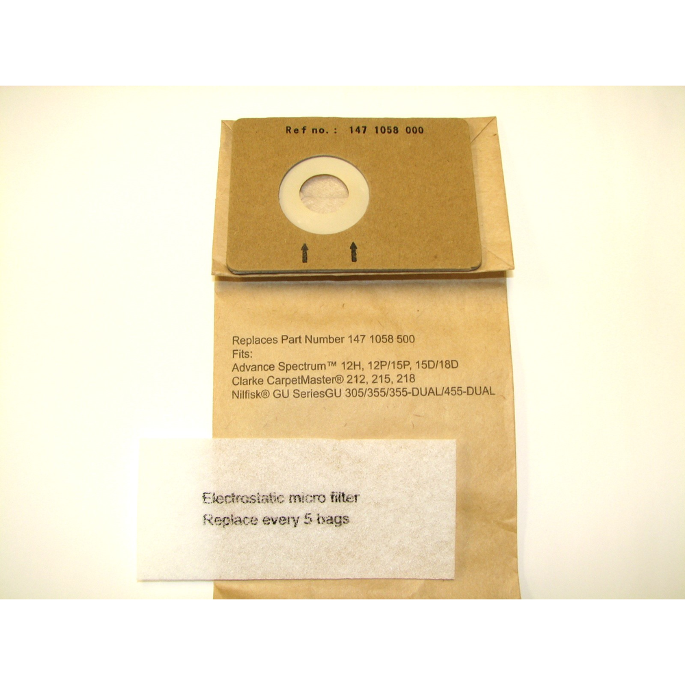 Paper Bag10/Pk 2 Prefilter 1 Exh.Filter