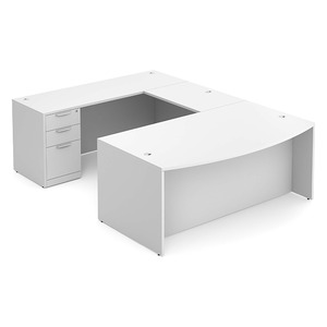 CLAUD2002 Executive Bowfront 71" x 112" Desk- White