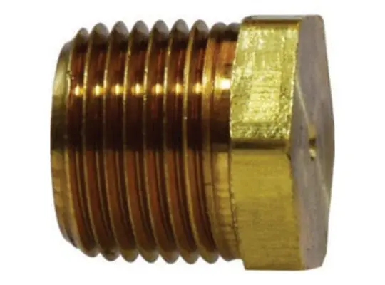 Hex Heavy-Duty Solid Plug, 1/8-in MIP, 0.55 in, Brass