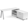Signature L-Shape Desk 71" x 72" - White with Silver Legs