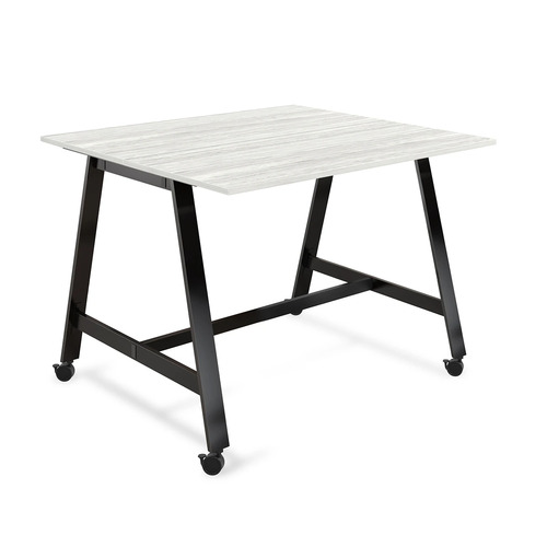 Signature Bistro Benching Table 48" x 60" - Silver Birch with Black Legs