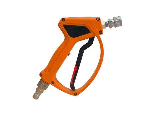 MTM Hydro SGS28 Orange Spray Gun, 4000 PSI, 12 GPM, Live Swivel, SS QC Fittings